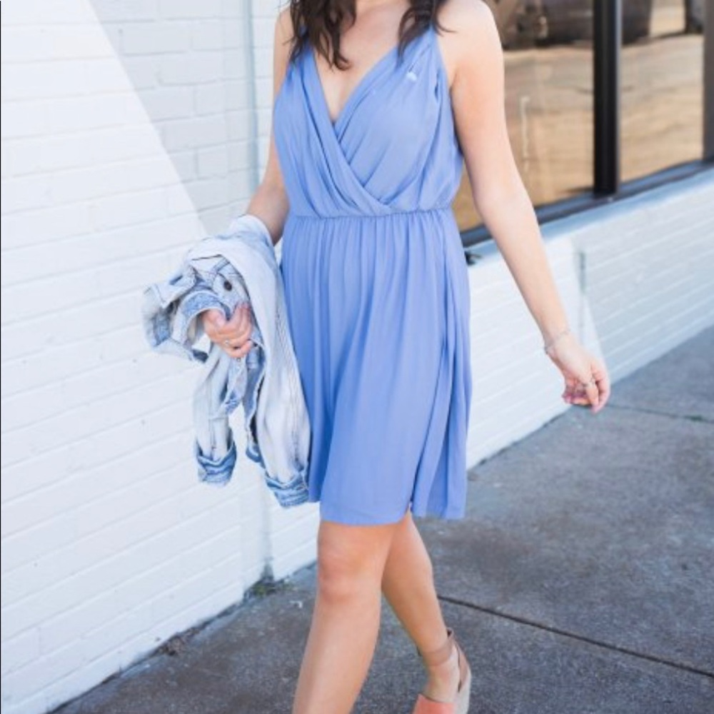 Periwinkle blue, mid-thigh length dress